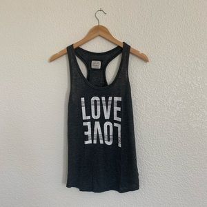 Love graphic racerback tank top juniors size large